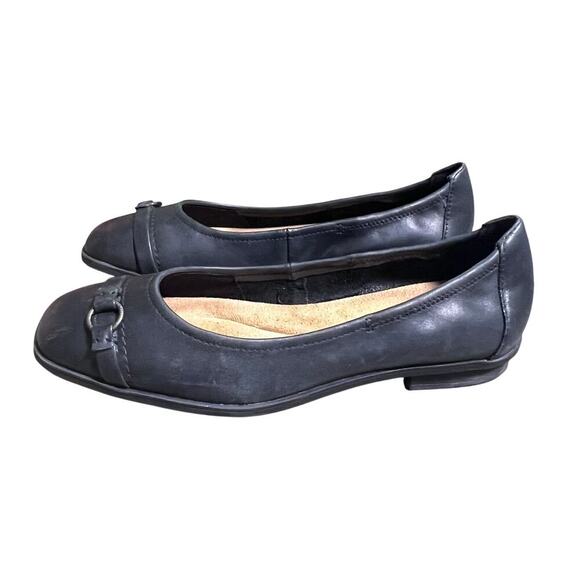 Clarks Collection Leather Flat Lyrical Sky Black Leather Size US 8.5 - Picture 4 of 10